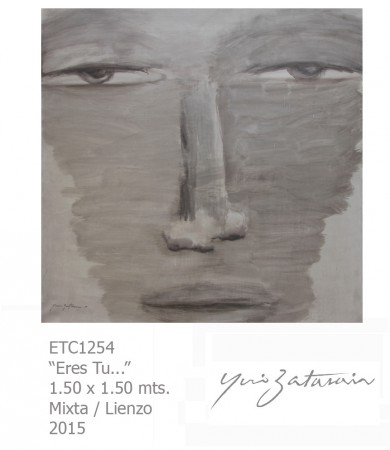 "Eres Tú..." 1.50 x 1.50 m, Mixta / Lienzo